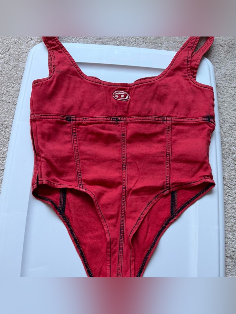 Diesel red denim bodysuit